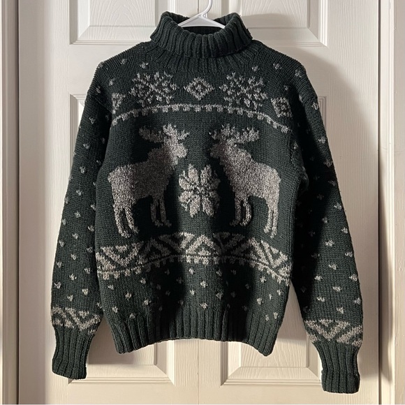 Ralph Lauren Sweaters - Ralph Lauren Vintage Wool Moose Nordic Turtleneck Sweater
